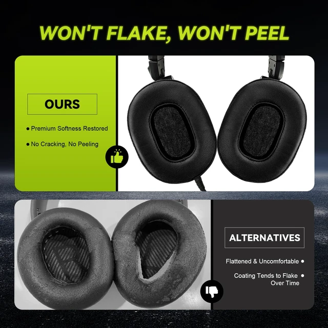 Alt view image 7 of 7 - Aurivor Genuine Leather Ear Pads Cushions for Audio-Technica ATH MSR-7, Headset Earpads Covers for M50X M40X M30X M20X, HyperX Cloud, SteelSeries Arctis 1 3 5 7 9 9X Pro Prime, Stealth 600 & More