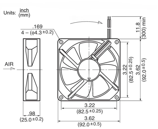 Alt view image 6 of 7 - 3610ML/3610KL-05W-B49 A90L-0001-0488 DC24V 0.16A 9225 3-Wire 9cm 90MM Inverter Cooling Fan for Fanuc Series (3610KL-05W-B49with 3-Wire B2 Plug)