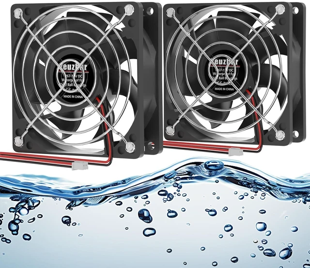 Main image of IP67 Waterproof Fan 80×25mm 12v Fan DC 2-Pin 2-Pack | 12 volt fan Brushless Cooling Fan, For RV Fridge Greenhouse Cabinets, DIY Ventilation 12 v fans 12 volt outdoor fan