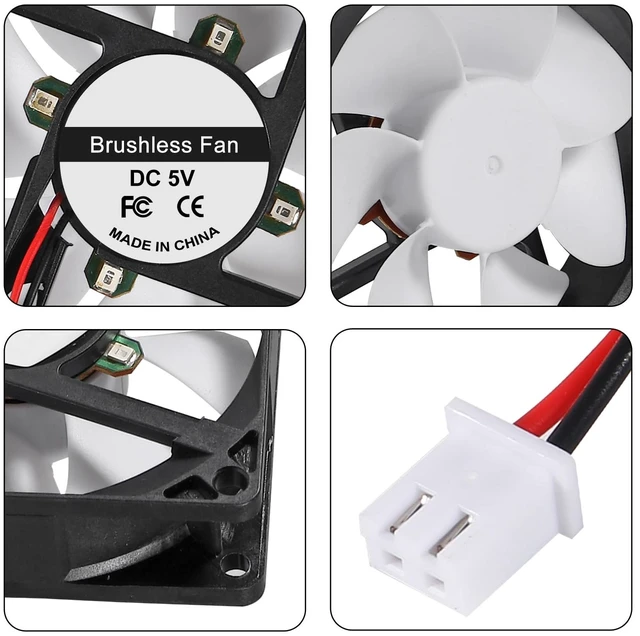 Alt view image 2 of 6 - 2Pcs 80mm/3.15inch for DC Fan 5V Computer Case Fan 80x80x25mm 2Pin 8025 Blue LED Power Cooling Fan DC Brushless Cooler Fan 8cm for PC Case CPU Brushless Axial Radiator Fan