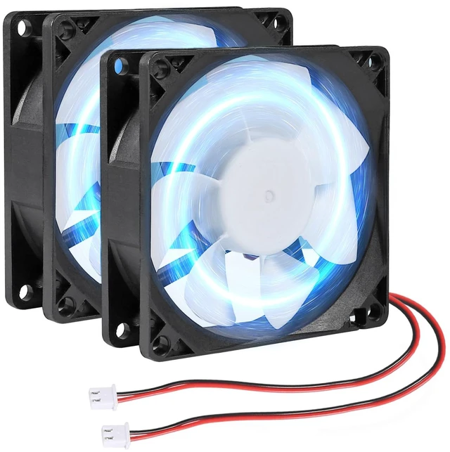Main image of 2Pcs 80mm/3.15inch for DC Fan 5V Computer Case Fan 80x80x25mm 2Pin 8025 Blue LED Power Cooling Fan DC Brushless Cooler Fan 8cm for PC Case CPU Brushless Axial Radiator Fan