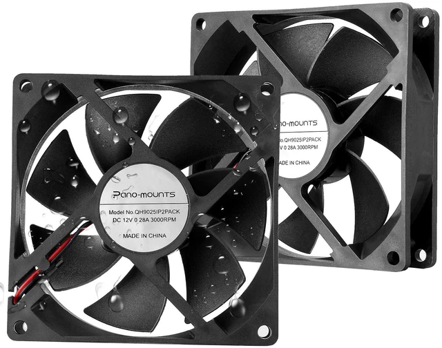 Main image of 92mm 90mm 12V DC High Airflow Moisture-Proof Fan 2Pin XH2.54 3000RPM 2-Pack | Small Square IP44 Strong Airflow Quiet 2-Pin XH2.54 Cooling & Exhaust Fan for RV Refrigerators, Electronics in Humid Areas