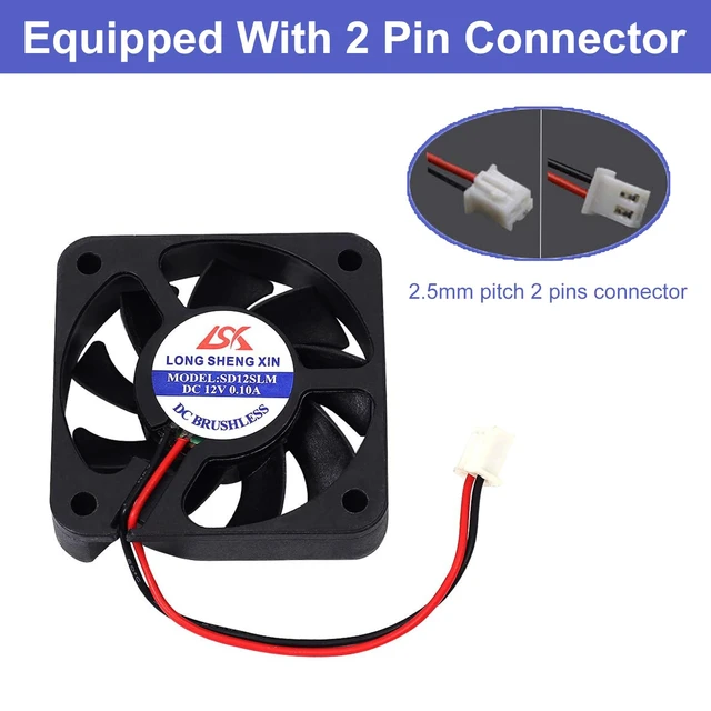 Alt view image 4 of 6 - 2 PCS 50mm x 50mm x 10mm Brushless Cooling Fan, ICSTATION DC 12V Cooling Fan 5010 2 Pin Fan 0.1A for 3D Printer Computer Case Fan