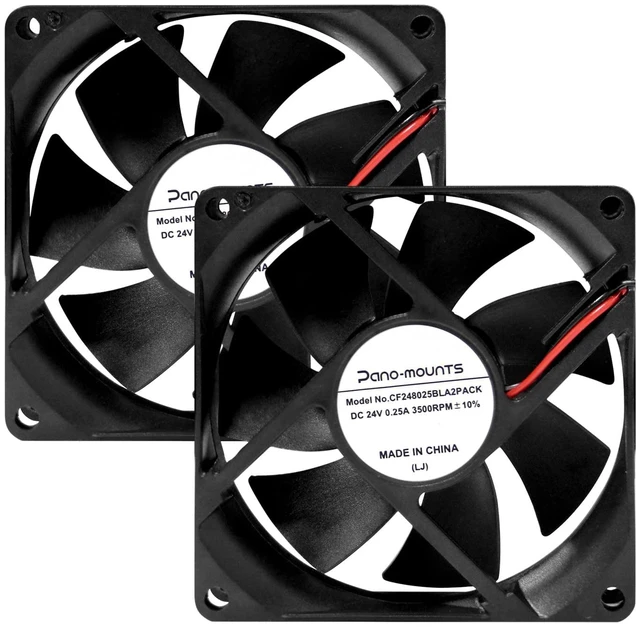 Main image of 24V DC 80mm 80x25mm 2Pin Exhaust Muffin Cooling Fan 3500RPM 2-Pack | 24V Wide Voltage Long Life Bearing Cooling Fan 2-Pin XH-2.54 connector Fits for Industrial and PC Needs