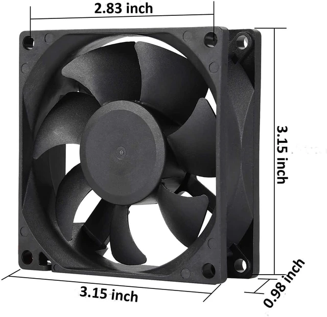 Alt view image 3 of 6 - 24V DC 80mm 80x25mm 2Pin Exhaust Muffin Cooling Fan 3500RPM 2-Pack | 24V Wide Voltage Long Life Bearing Cooling Fan 2-Pin XH-2.54 connector Fits for Industrial and PC Needs