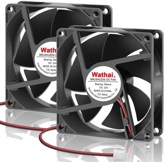 Main image of 80mm 24V DC Brushless Cooling Fan 2Pin 24Volt High Speed Amp Fan | 2 Pack 3 Inch Fan High Speed for DIY Ventilation Exhaust Projects Cooling