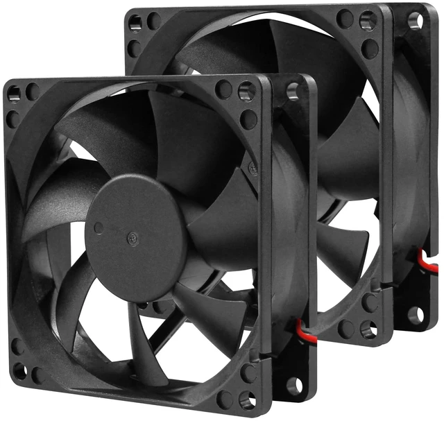 Main image of 80x25mm12V DC High-Performance 2-Pin XH2.54 Electronics Cooling Fan 2-Pack | 3.15inch 2-Pin XH2.54 Long Life Sleeve Bearing Fan for Desktop PC PSU Incubator Electronics Equipment
