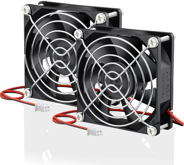 Main image of 2 Pack 80mm x 80mm x 25mm 12V DC Brushless Cooling Fan 2Pin | 80x80x25mm, 8025, 12Volt, PC Computer Case Fans, Replacement for Car Amplifier, DIY RV Fridge, Inverter, Desktop Power Supply
