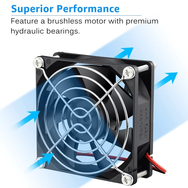 Alt view image 3 of 7 - 2 Pack 80mm x 80mm x 25mm 12V DC Brushless Cooling Fan 2Pin | 80x80x25mm, 8025, 12Volt, PC Computer Case Fans, Replacement for Car Amplifier, DIY RV Fridge, Inverter, Desktop Power Supply