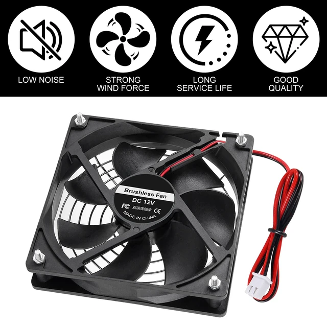 Alt view image 3 of 7 - 2Pcs 120mm 12V DC Brushless Cooling Fan Dual Ball Bearing 2-Pin Case Fans 2 Pin Computer Fan for PC Computer CPU Cooling