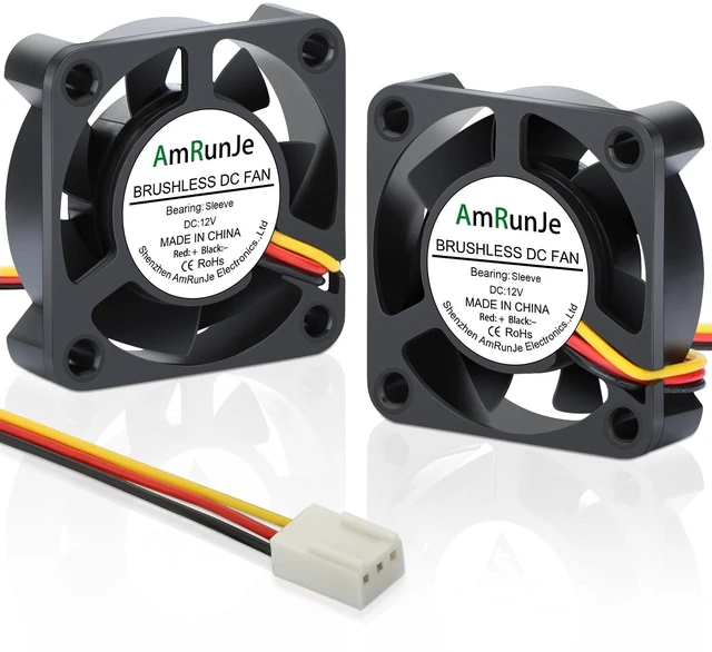 Main image of 40mm x 10mm 3Pin DC Brushless Fan High Speed 12V 2 Packs | Computer Case Fan for 3D Printer DVR DIY Projector Switches Power Supply Inverter RV Fridge CPU Cooler Battery Box NAS