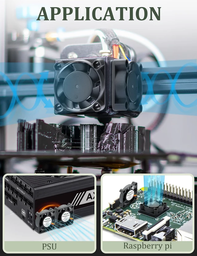 Alt view image 3 of 7 - 40mm x 10mm 3Pin DC Brushless Fan High Speed 12V 2 Packs | Computer Case Fan for 3D Printer DVR DIY Projector Switches Power Supply Inverter RV Fridge CPU Cooler Battery Box NAS