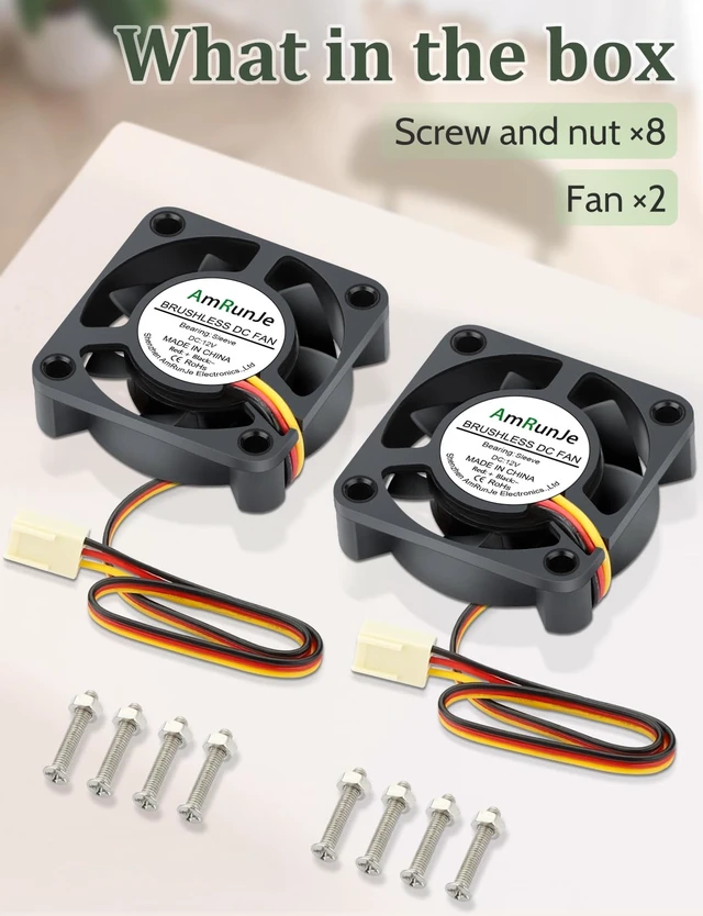 Alt view image 7 of 7 - 40mm x 10mm 3Pin DC Brushless Fan High Speed 12V 2 Packs | Computer Case Fan for 3D Printer DVR DIY Projector Switches Power Supply Inverter RV Fridge CPU Cooler Battery Box NAS