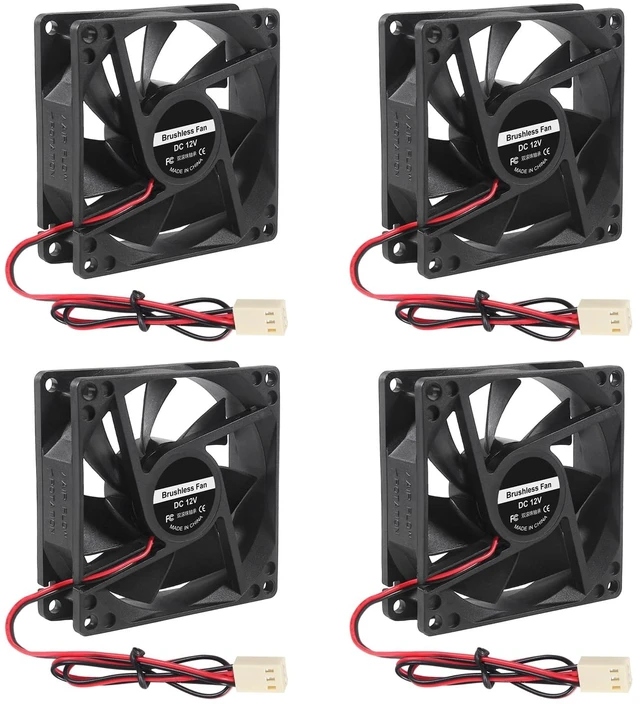 Main image of 4PCS 80mm Fan 12V DC 8025 High Airflow Cooling Fan 2 Wire 3Pin Dual Ball DIY Cooler 12 v Fans for PC Power Supply Electronics Cooling