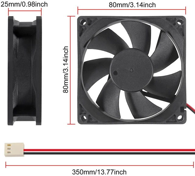 Alt view image 2 of 6 - 4PCS 80mm Fan 12V DC 8025 High Airflow Cooling Fan 2 Wire 3Pin Dual Ball DIY Cooler 12 v Fans for PC Power Supply Electronics Cooling