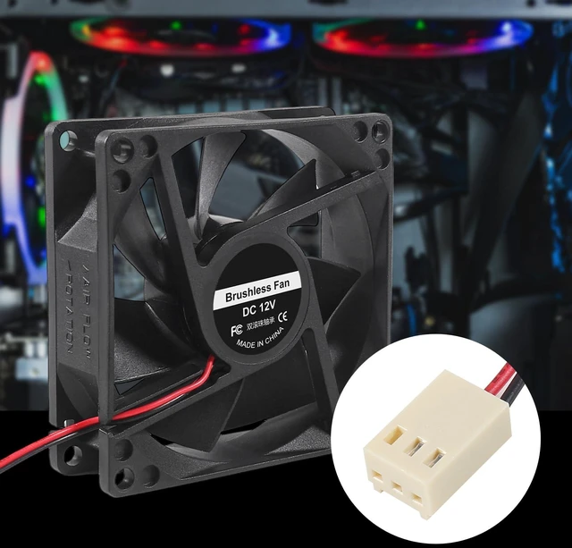 Alt view image 6 of 6 - 4PCS 80mm Fan 12V DC 8025 High Airflow Cooling Fan 2 Wire 3Pin Dual Ball DIY Cooler 12 v Fans for PC Power Supply Electronics Cooling