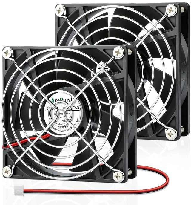 Main image of Small Cooling Fan 92mm DC Brushless Fans 2PACKS, 2Pin 12v 2000rpm | Computer Case Fan for Laptop, Server, RV Refrigerator, Mini PC, DIY,3D Printer, Amplifier, Electronics Cabinet