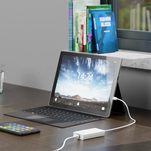 Alt view image 4 of 5 - Gigabit PoE to USB C Converter, USB-C to Ethernet Adapter with 23W Charging | Power & Data 2-in-1 RJ45 Port to Type-C Adapter for Smart Phone/Tablet, 10/100/1000Mbps High Speed Plug & Play,IEEE802.3at