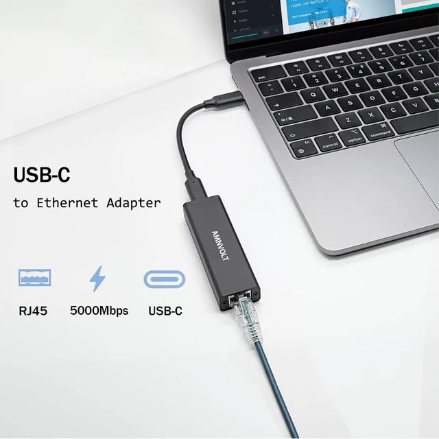 Alt view image 3 of 7 - USB 5Gbps Ethernet Adapter, Ultra Speed USB 3.2 to RJ45 LAN Network Converter,USB Type A/C Realtek RTL8157 Wired LAN Network Connection 5G, 2.5G, 1G, 100Mbps for Windows, Mac OS, Linux and More
