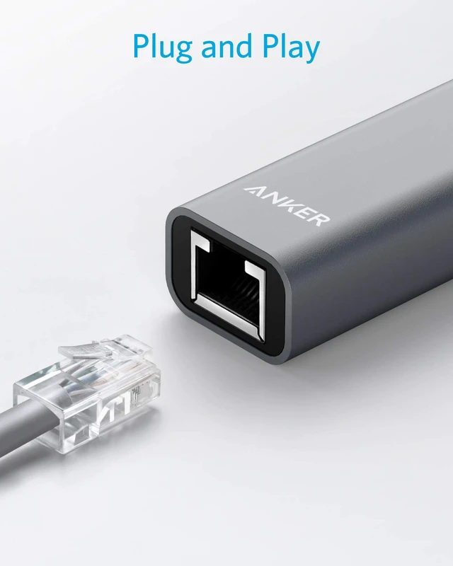 Alt view image 2 of 7 - USB C to Ethernet Adapter, Portable 1-Gigabit Network Hub, 10/100/1000 Mbps, for MacBook Pro, iPad Pro 2019/2018, ChromeBook, XPS, Galaxy S9/S8, and More