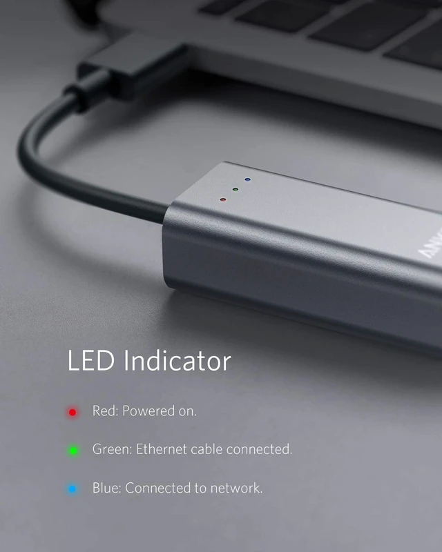 Alt view image 6 of 7 - USB C to Ethernet Adapter, Portable 1-Gigabit Network Hub, 10/100/1000 Mbps, for MacBook Pro, iPad Pro 2019/2018, ChromeBook, XPS, Galaxy S9/S8, and More