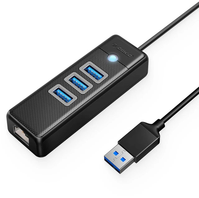 Main image of USB to Ethernet Hub with 50cm Cable, 3 Ports USB Hub with RJ45 | Multiports Network Adapter with 3xUSB-A 3.0, RJ45 Gigabit, 5Gbps USB-Splitter for Windows, Mac OS, MacBook, Laptop