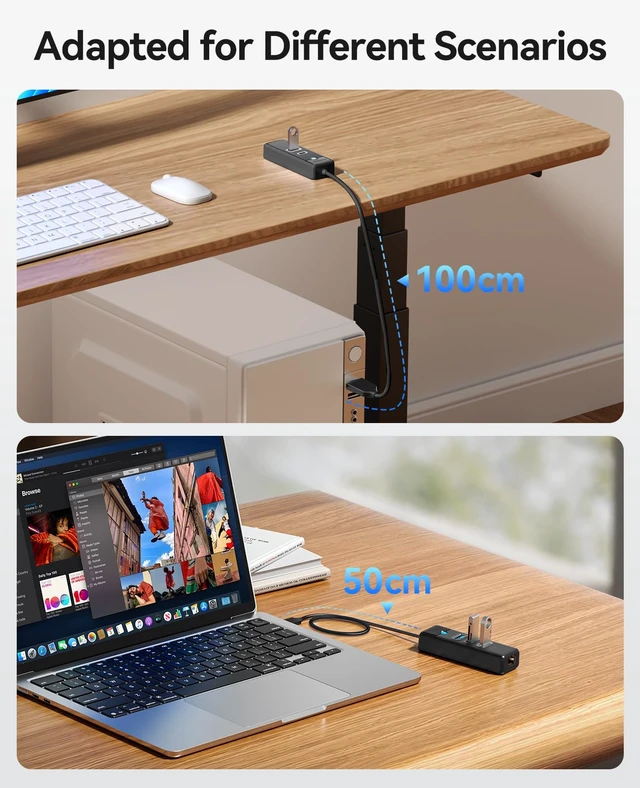 Alt view image 6 of 7 - USB to Ethernet Hub with 50cm Cable, 3 Ports USB Hub with RJ45 | Multiports Network Adapter with 3xUSB-A 3.0, RJ45 Gigabit, 5Gbps USB-Splitter for Windows, Mac OS, MacBook, Laptop