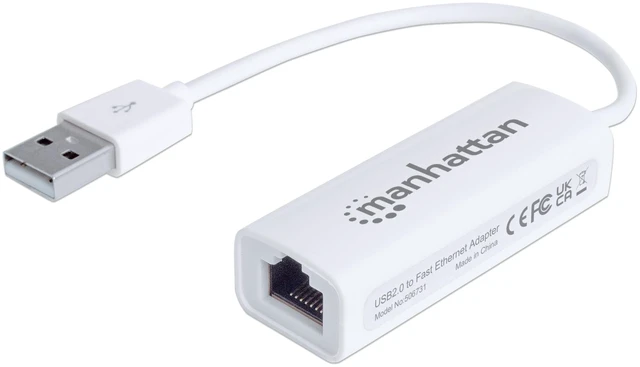 Main image of USB to Ethernet Adapter - 10 / 100 Mbps Fast Ethernet LAN Network - Support Windows 10/8.1/8/7/Vista/XP for Desktop Laptop Apple MacBook Linux 3 Year Warranty 506731