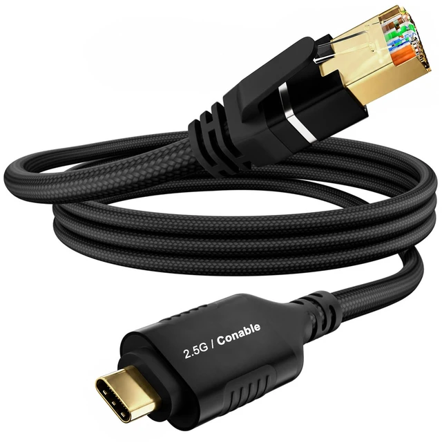 Main image of 2.5G USB C to Ethernet Cable 4 FT, High Speed USB C to RJ45 Network Cord | Directly Connected, Aluminum, Braided, USB-C to CAT6 FTP Compatible with MacBook, iPad Pro, XPS, Surface Pro, iPhone 17 16