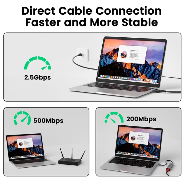Alt view image 2 of 6 - 2.5G USB C to Ethernet Cable 4 FT, High Speed USB C to RJ45 Network Cord | Directly Connected, Aluminum, Braided, USB-C to CAT6 FTP Compatible with MacBook, iPad Pro, XPS, Surface Pro, iPhone 17 16