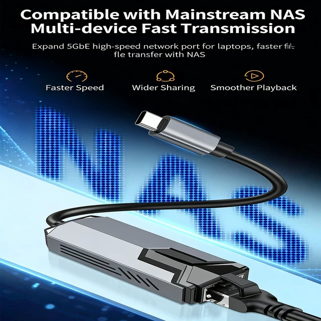 Alt view image 5 of 7 - 5000Mbps Ethernet Adapter Type C USB3.0 to RJ45 Cable Directly Connection Gigabit Networking for Laptop Accessories Ethernet Networking Adapter Gigabit Dongle Converter for
