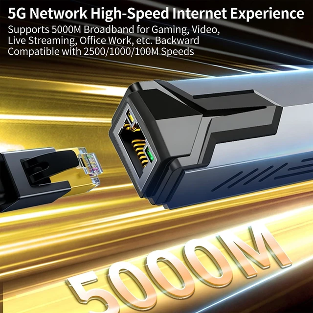 Alt view image 6 of 7 - 5000Mbps Ethernet Adapter Type C USB3.0 to RJ45 Cable Directly Connection Gigabit Networking for Laptop Accessories Ethernet Networking Adapter Gigabit Dongle Converter for