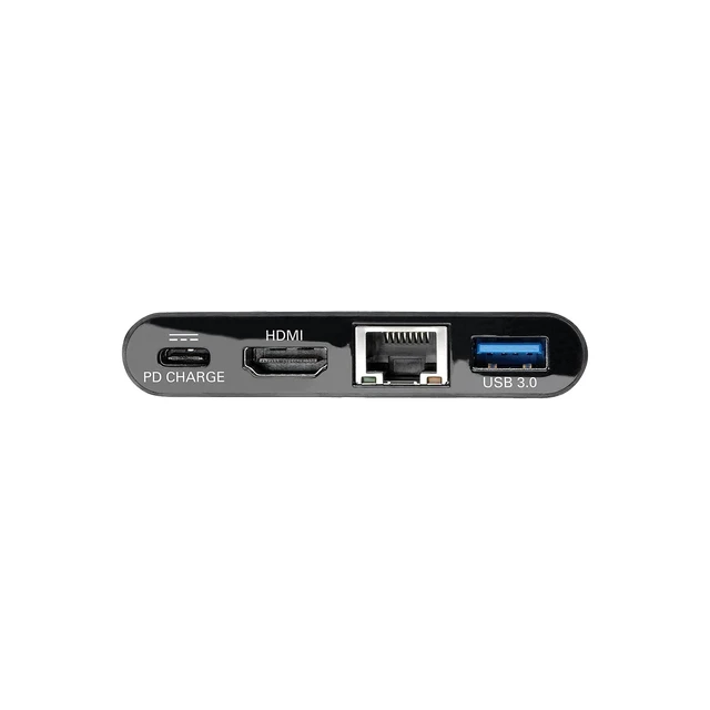 Alt view image 4 of 5 - USB-C Multiport Adapter Converter Docking Station, HDMI 4K @ 30Hz Video, USB-A Hub, Gigabit Ethernet, 60W Charging, Thunderbolt 3 USB-C Compatible, Black, 3-Year Warranty (U444-06N-H4GUBC)