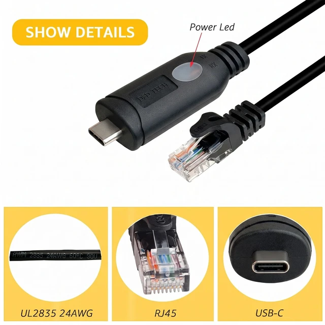 Alt view image 2 of 7 - SH-N20C USB 3.0 C to RJ45 Ethernet Cable, 1000Mbps, 6ft, Mac PC