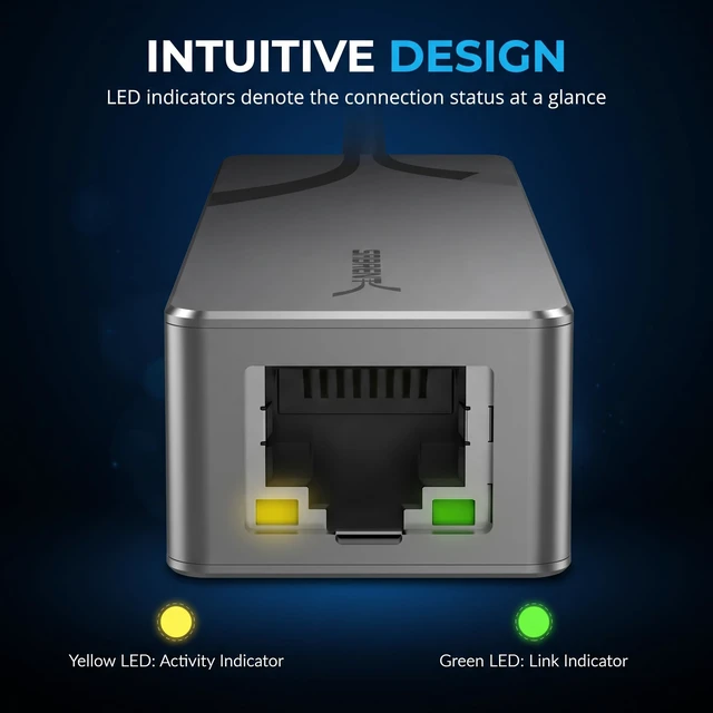 Alt view image 3 of 7 - USB-C to 5Gb Ethernet Adapter, 5GbE/2.5GbE Multi-Gig (NT-C5GA) | 5 Gigabit wired LAN, USB-C to RJ45, USB 3.2 Gen 2 for full 5Gbps, Windows/macOS/Linux, Not WiFi or cellular, Aluminum