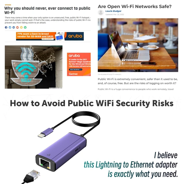 Alt view image 2 of 7 - 2-in-1 Lightning to Ethernet Adapter with Charging Port | Compatible with iPhone & iPad, Supports 10/100/1000 Mbps Gigabit Network, Purple