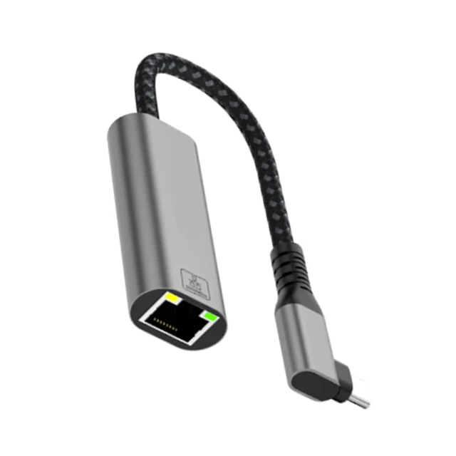 Alt view image 3 of 5 - USB C To Ethernet Adapter 90 Degree Angled Type C To RJ45 Gigabit Ethernet Networking Adapter Dongle Converter For PC