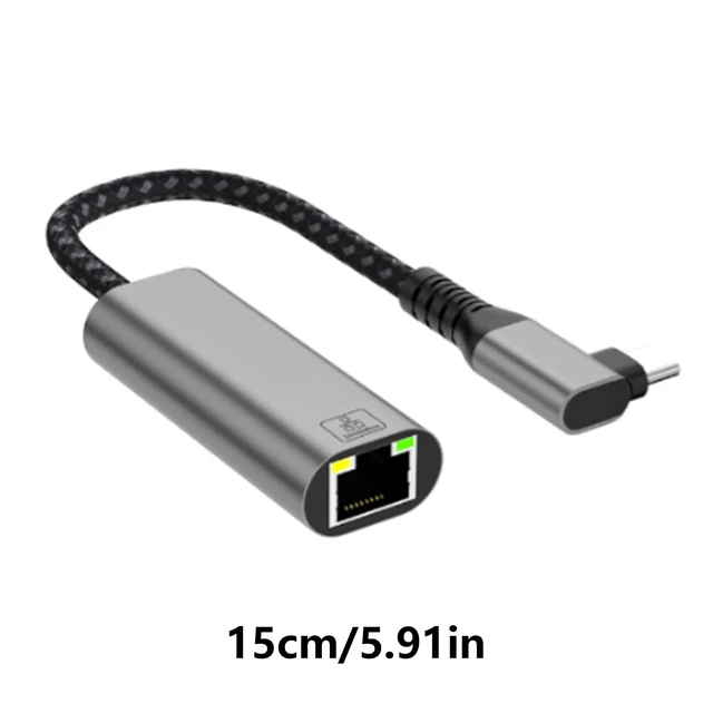 Alt view image 5 of 6 - USB C to Ethernet Adapter 90 Degree Angled Type C to RJ45 Gigabit Ethernet Networking Adapter Dongle Converter for PC