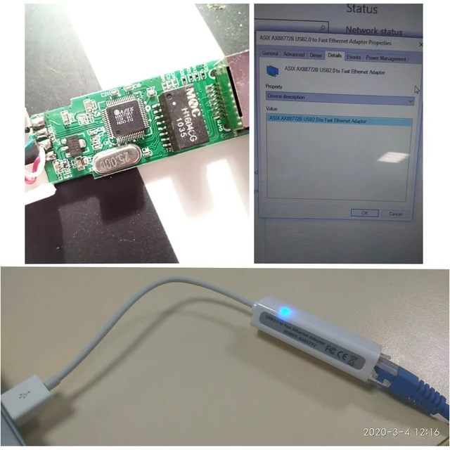 Alt view image 5 of 6 - USB to RJ45 LAN Ethernet Adapter 100Mbps Asix AX88772B AX88772 Converter 10M 100M