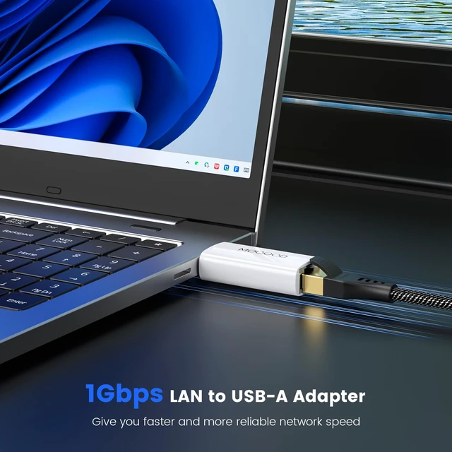Alt view image 2 of 6 - USB 3.0 to Gigabit Ethernet Adapter USB to RJ45 Network | Network Adapter for Laptop Chromebook Mac Surface Pro Fire TV Switch, 1000 Mbps, Plug and Play, Data Transfer