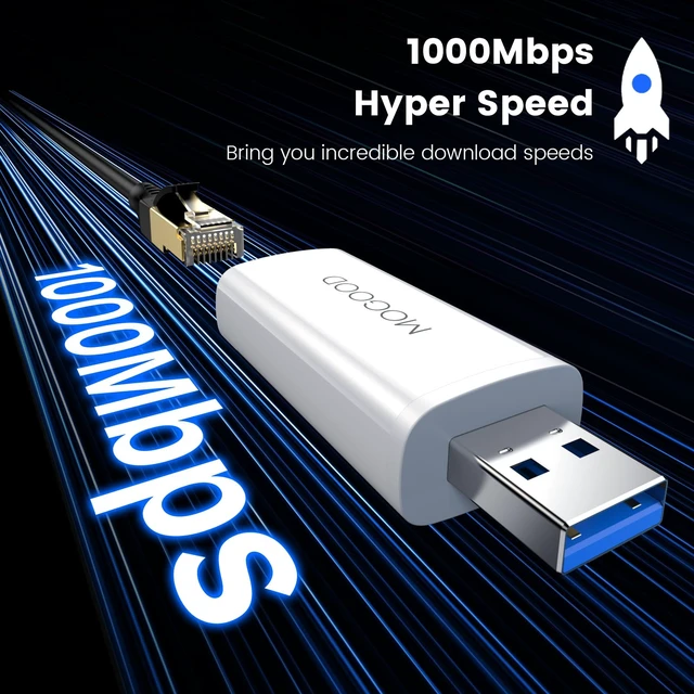 Alt view image 3 of 6 - USB 3.0 to Gigabit Ethernet Adapter USB to RJ45 Network | Network Adapter for Laptop Chromebook Mac Surface Pro Fire TV Switch, 1000 Mbps, Plug and Play, Data Transfer