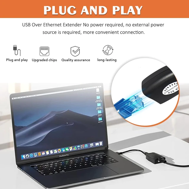 Alt view image 6 of 7 - 2 Pairs USB RJ45 Extension Adapter, USB 2.0 to RJ45 LAN Extension | Adapter Over Cat5/Cat5e/Cat6 Cable Connector Compatible with Computers, Mobile Phones, Keyboards, U Disks, Printers