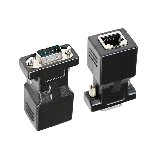 Alt view image 7 of 7 - DB9 to RJ45 Serial Adapter RS232 Male to RJ-45 Female Ethernet Converter Compatible with Standard 9 Pin RS-232 Devices