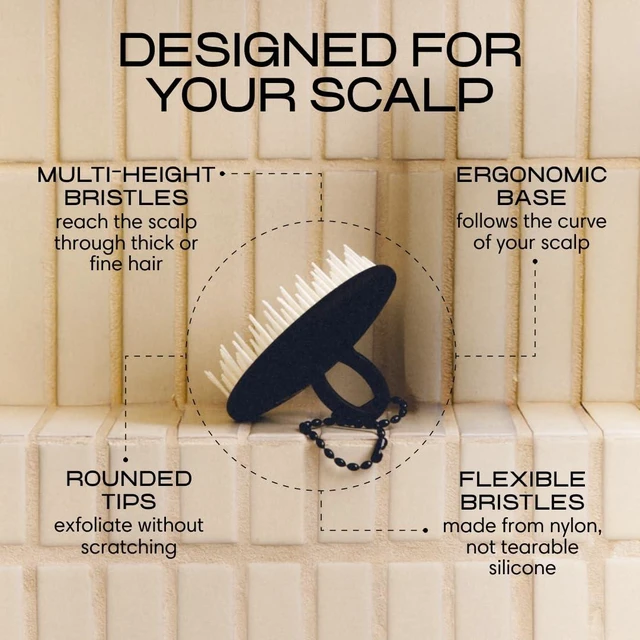 Alt view image 5 of 7 - Scalp Exfoliator - Scalp Massager Tool for Wet & Dry Hair - Ergonomic Detangler Brush - Dandruff Comb & Scrub to Remove Dandruff & Buildup and Support Circulation - Black/White