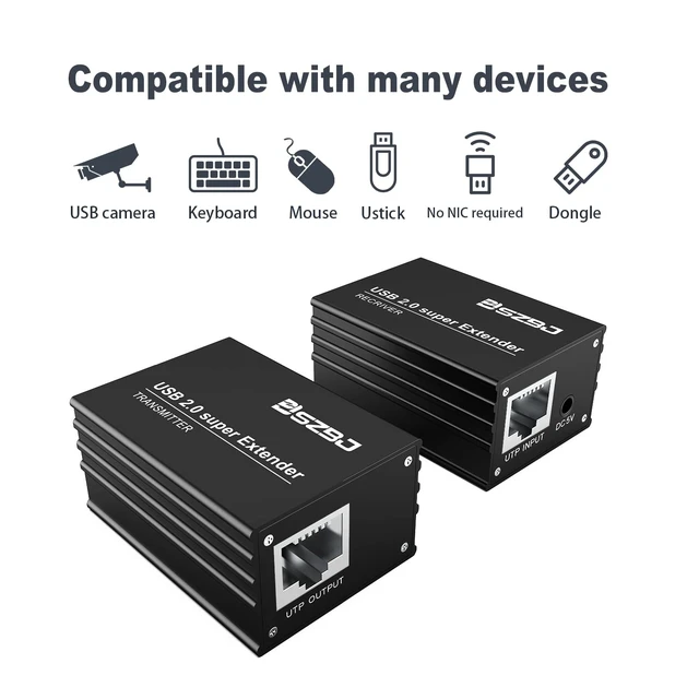 Alt view image 5 of 7 - USB2.0 Extender Over RJ45 Cat5E/6 up to 230ft Ethernet Cable Extender with Power Adapter- Full USB 2.0 Support for Keyboard, DongleMouse, Webcam, and All Operating System 101