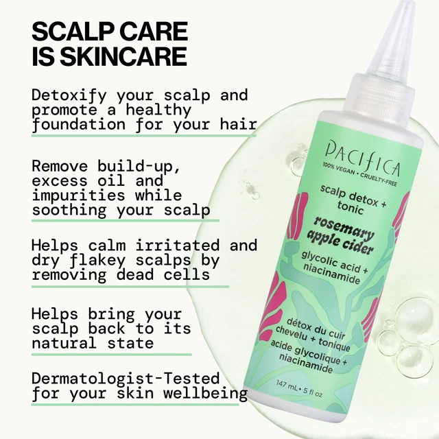 Alt view image 2 of 7 - Scalp Detox Set Rosemary Apple Cider Vinegar Scalp Exfoliating Tonic with Scalp Massager Brush, Deep Cleansing & Clarifying Treatment for Buildup, Dry Flaky Scalp, Vegan