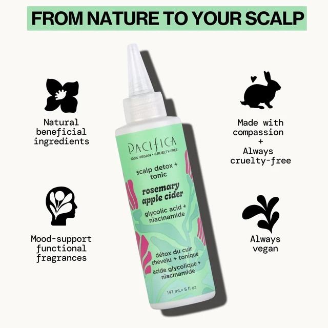 Alt view image 6 of 7 - Scalp Detox Set Rosemary Apple Cider Vinegar Scalp Exfoliating Tonic with Scalp Massager Brush, Deep Cleansing & Clarifying Treatment for Buildup, Dry Flaky Scalp, Vegan