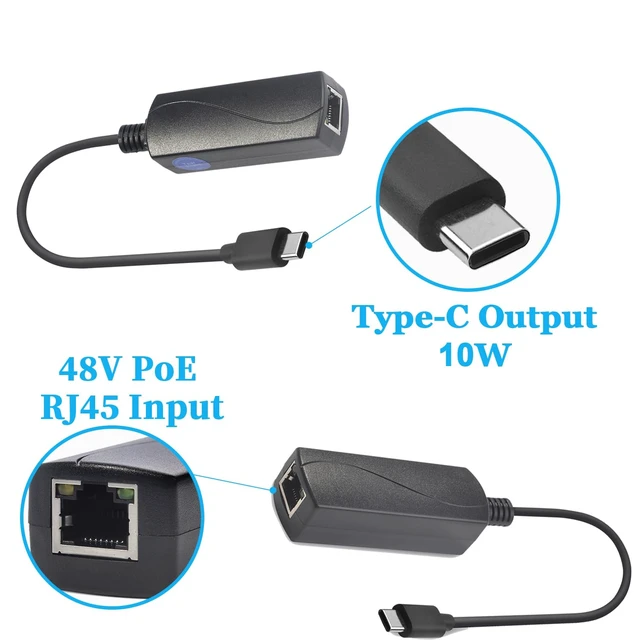 Alt view image 5 of 7 - 10W Gigabit PoE to USB-C Driver Converter | PoE to Type-C Power Output with Ethernet Adapter, 5V/2A Output, IEEE802.3af Wired Broadband and PD Charging for Phone(GP2C5V)