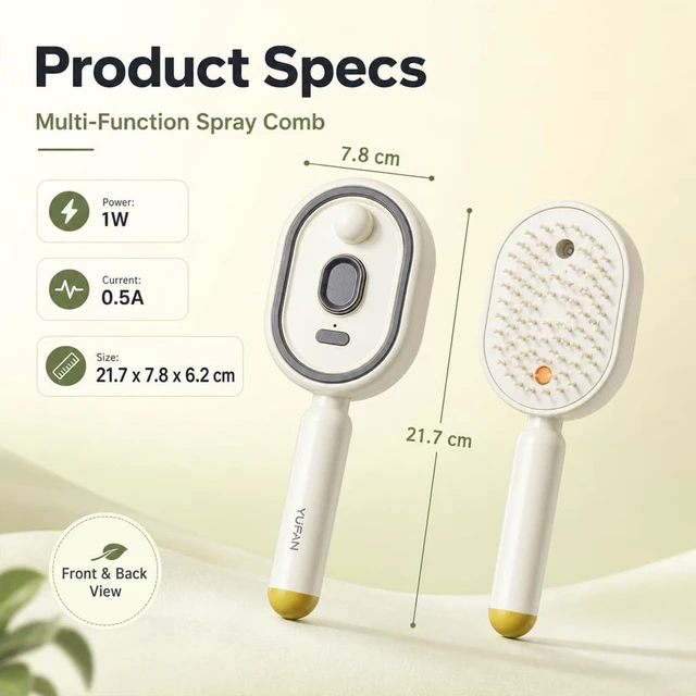 Alt view image 7 of 7 - 3 in 1 Electric Scalp Massager, Electric Spray Air Cushion Massage Comb, Red Light Self-Cleaning Steam Hair Brush with Oil Dispenser, Anti-Tangle, Anti-Static & Detangling Air Cushion Brush (Purple)