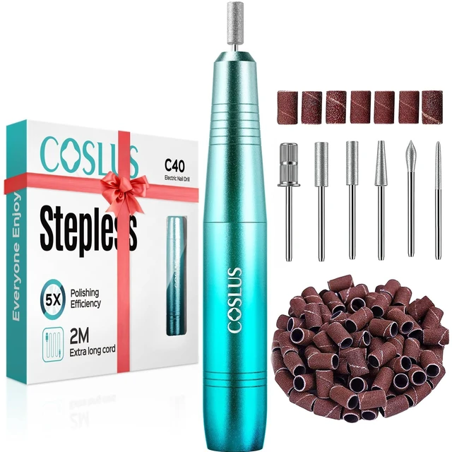 Main image of C40 Electric Nail Drill Professional, Precise Speed Dial, Blue | Nail File Machine for Acrylic Gel Dip Powder Removal, Compact Manicure Tools, Beginner-friendly Polishing Set, Home